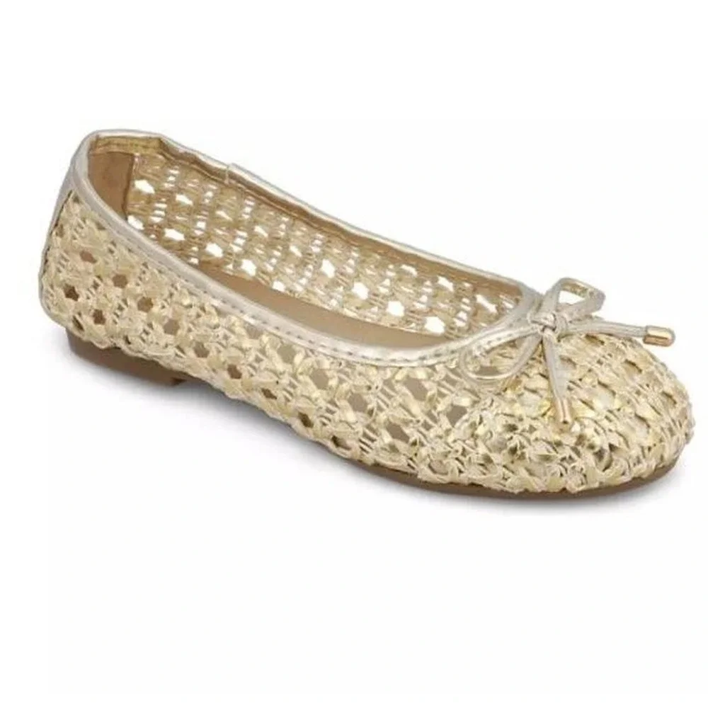 MIA Kids Girl's Myrha Gold Woven Flats- New In Box- Size 2